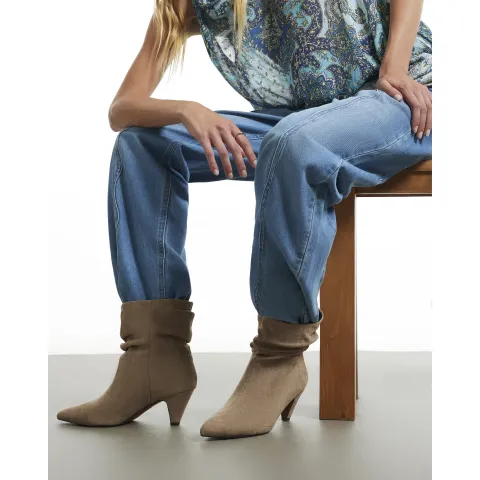 River Island Faux Suede Slouch Cone Heel Ankle Boots
