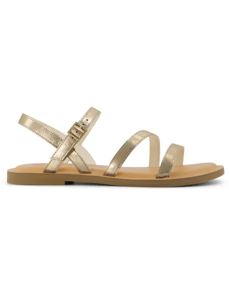 TOMS Leather Metallic Flat Sandals