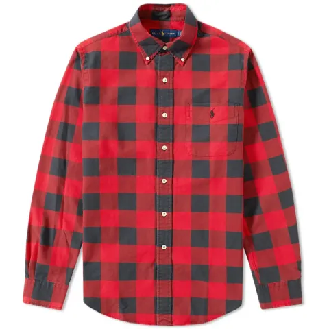Custom Fit Button Down Check Oxford Shirt