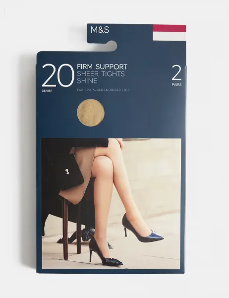 Marks & Spencer 2 Pack 20 Denier Firm Support Sheer Tights Opaline