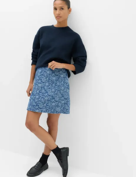 Marks & Spencer Denim Jacquard Mini A-Line Skirt Indigo Mix