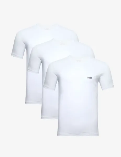 Boss 3 Pack Pure Cotton Crew Neck T-Shirts White