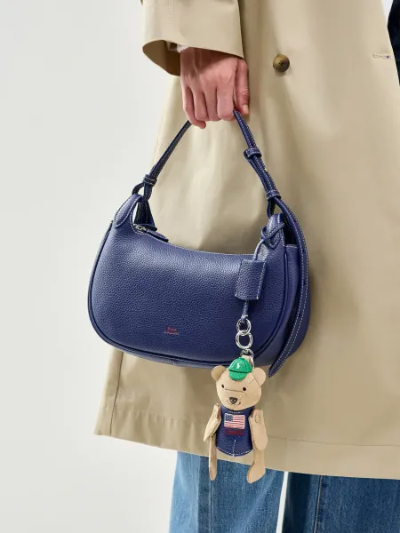 Polo Ralph Lauren Suede And Leather Bear Charm Bag Charm