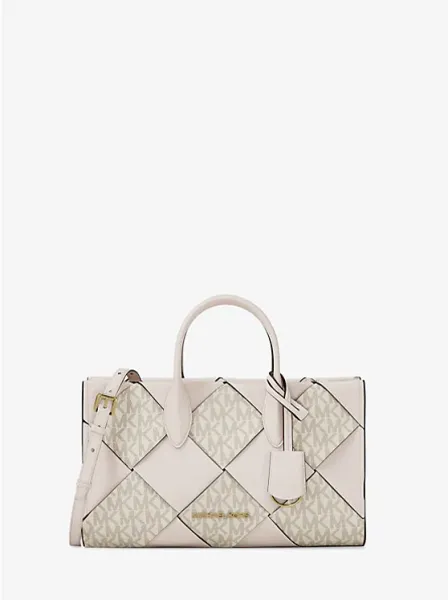 Mirella Small Woven Signature Logo Satchel