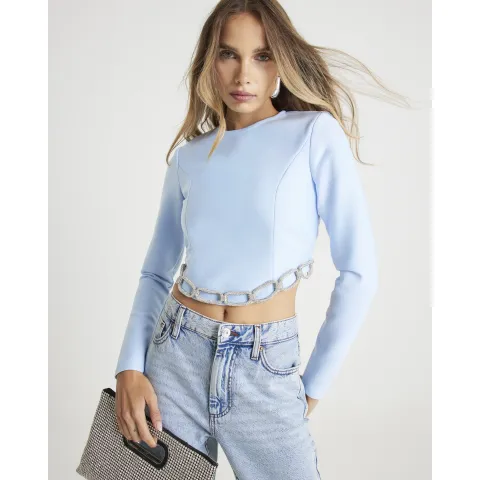 River Island Diamante Chain Detail Cropped Top