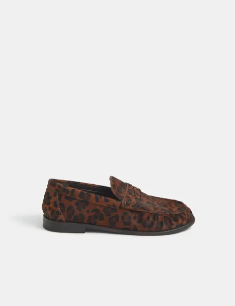 Accessorize Hair On Leopard Print Leather Loafers