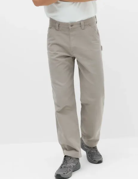 Marks & Spencer Loose Fit Pure Cotton Utility Trousers Clay