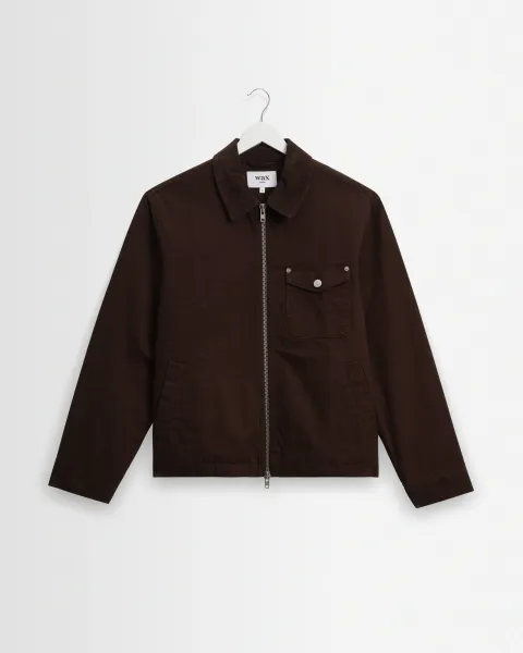 Mason - Dark Brown Peached Canvas Work Jacket