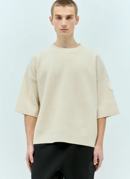Logo Patch Wool Knit T-Shirt