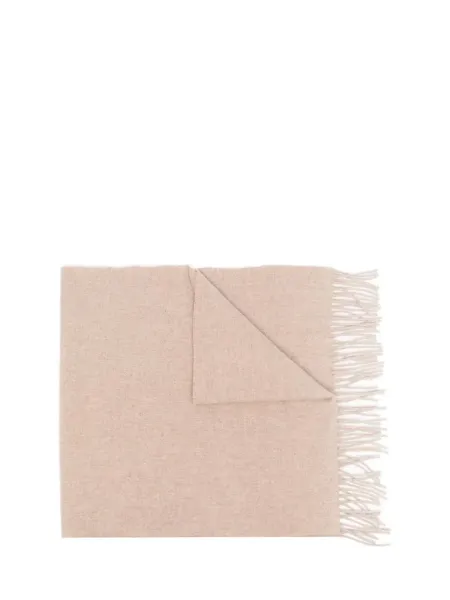 Classic Wool Fringe-Edge Scarf Light Beige