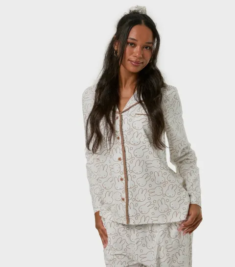 Women's White Miffy Flower Print Pyjamas with Scrunchie