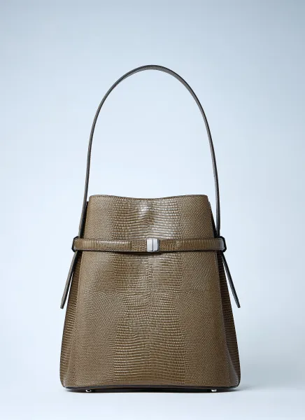 Leather Belted Bucket Bag