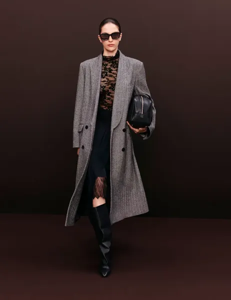 Autograph Wool Blend Herringbone Longline Tailored Coat