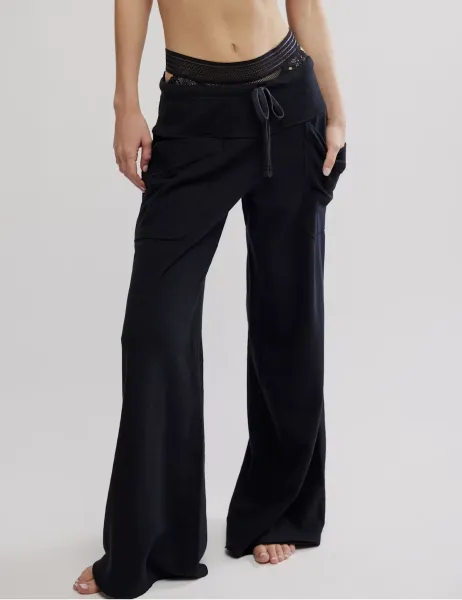 Staycation Cotton Rich Lounge Pants Black