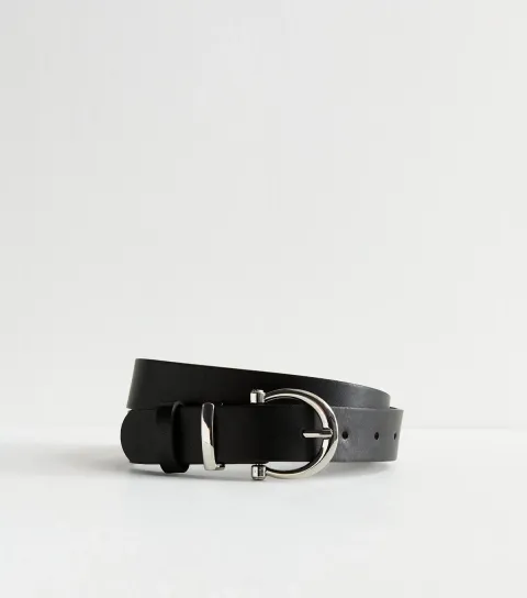 New Look Black Faux Leather Buckled Belt