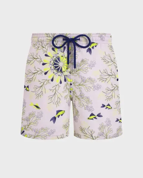 Vilebrequin Men Embroidered Swim Shorts Coral Mandala