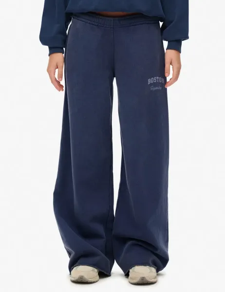 Superdry & Co Pure Cotton Low Rise Slim Fit Flared Joggers Dark Blue