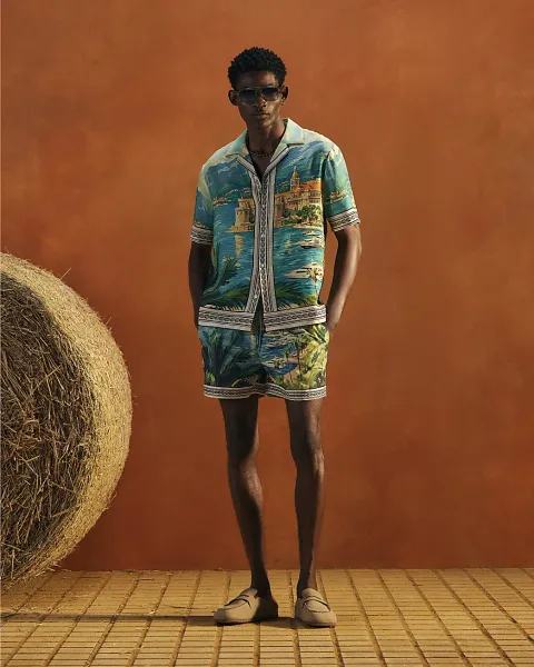 River Island Moonstone Scenic Border Swim Shorts