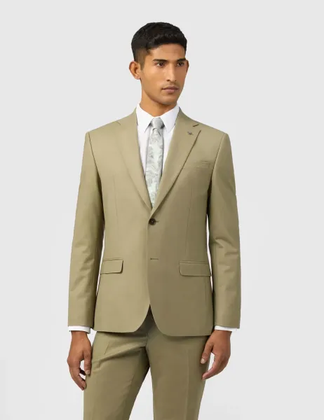 Ted Baker Slim Fit Wool Blend Single Breasted Suit Jacket Khaki