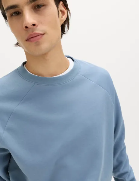 Goodmove Performance Jersey Crew Neck Sweatshirt Medium Blue