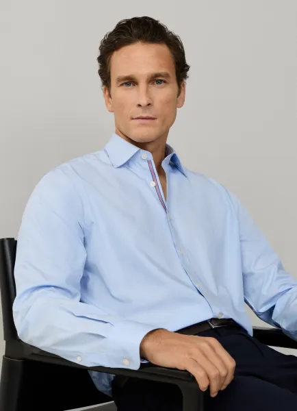 Classic Fit Engineered Stripe Poplin Shirt