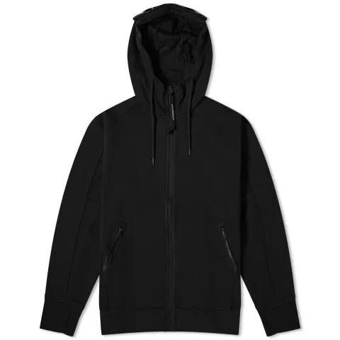 Diagonal Raised Fleece Goggle Zipped Hoodie