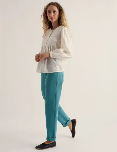 Seasalt Cornwall Cotton Rich Tapered Ankle Grazer Trousers Light Blue