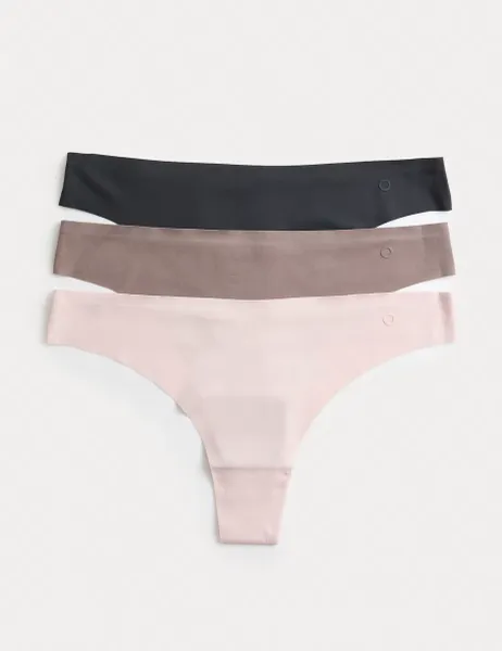 Goodmove 3pk Invisible No VPL Thongs Brown Haze