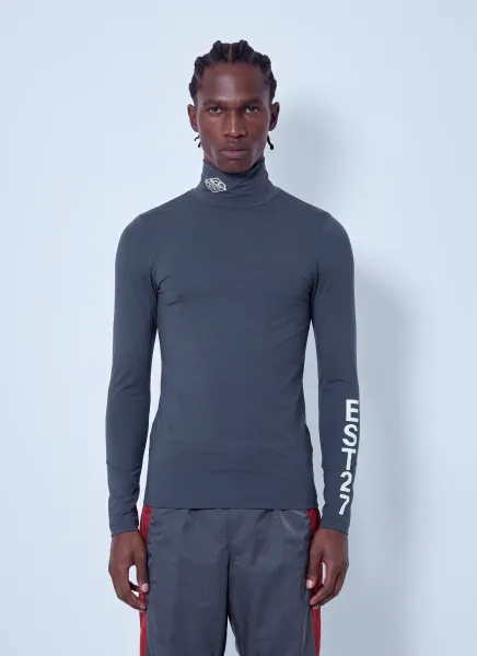 Lacoste Runway High Neck Printed Stretch T-shirt