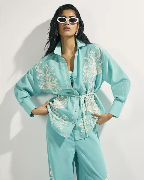 River Island Broderie Long Sleeve Shirt