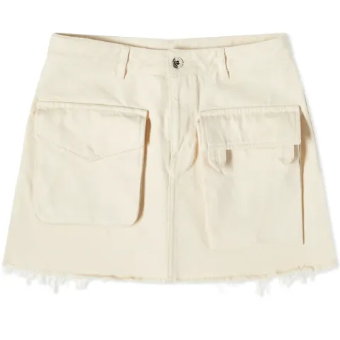 Washed Denim Patch Pocket Skirt