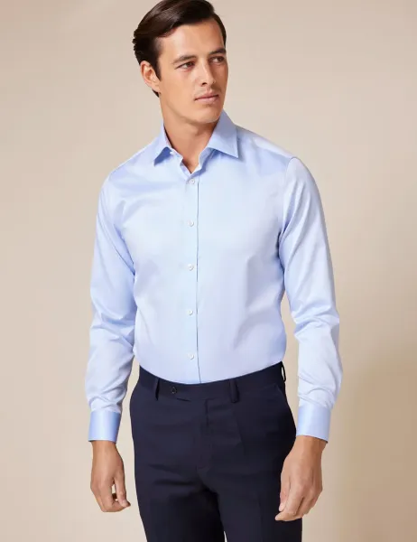 Hawes & Curtis Slim Fit Non Iron Pure Cotton Twill Shirt Blue