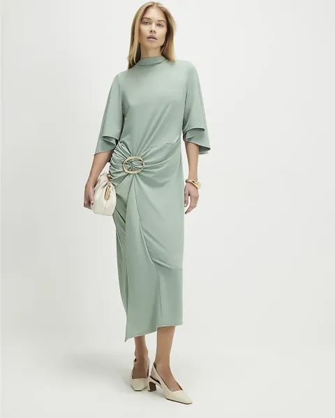 River Island Gold Buckle Midi Dress