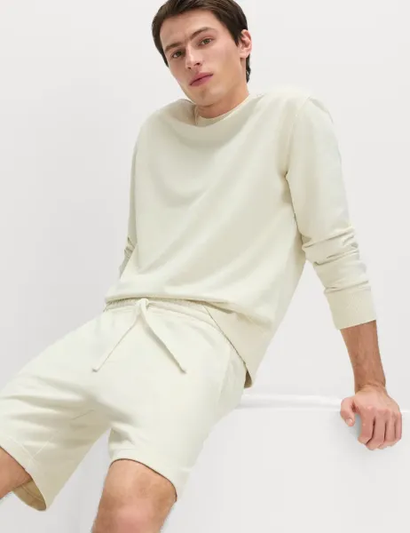 Marks & Spencer Relaxed Fit Pure Cotton Garment Dye Short Ecru