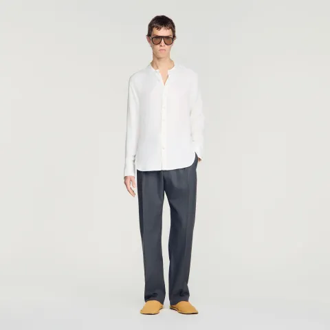 Loose-fit Mandarin collar shirt