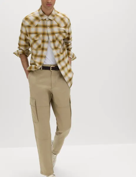 Marks & Spencer Tapered Fit Stretch Cargo Trousers Toffee