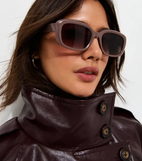 Mink Rectangle Frame Sunglasses