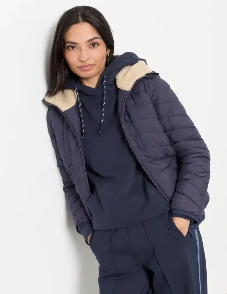 FatFace Quilted Hooded Puffer Jacket Navy