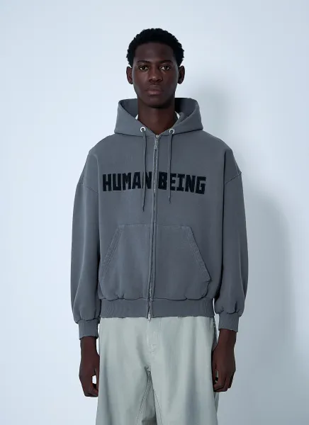 Zip-Up Human Being Hooded Sweatshirt