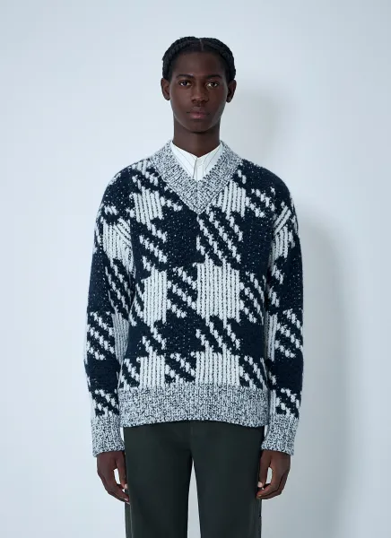Check Wool-Blend Sweater