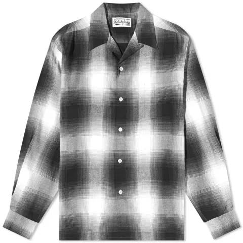Ombre Check Open Collar Shirt