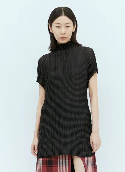 Pleated High Neck Top