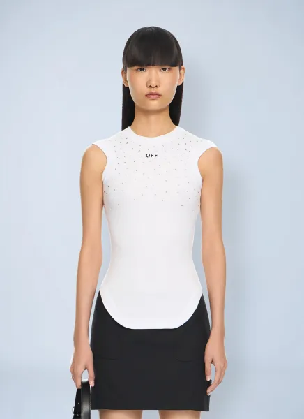 Off-White OW X Swarovski Ribbed Kat Top