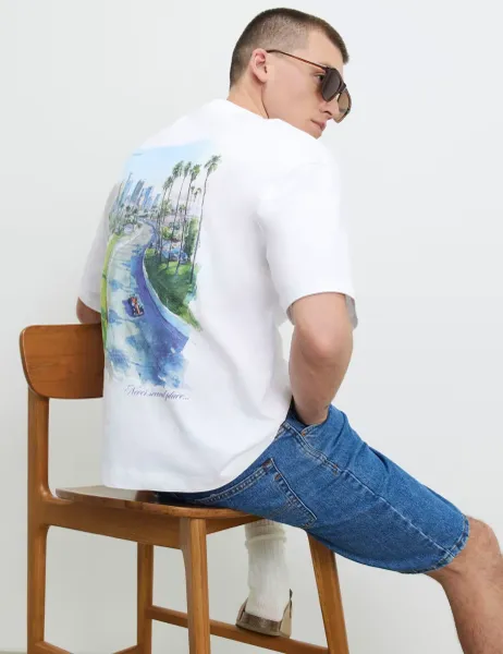 River Island Oversized Pure Cotton F1 Racecar T-Shirt White Mix