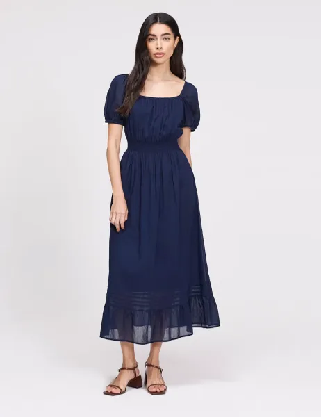 Finery London Pure Cotton Square Neck Midi Smock Dress