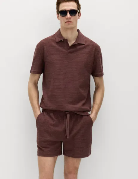 Marks & Spencer Bouclé Cotton Rich Shorts Chestnut