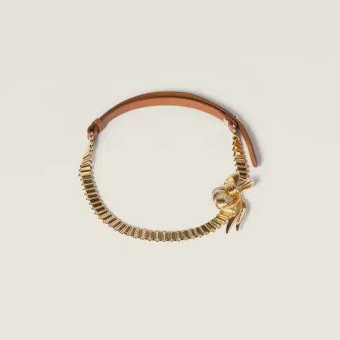 Metal and leather necklace