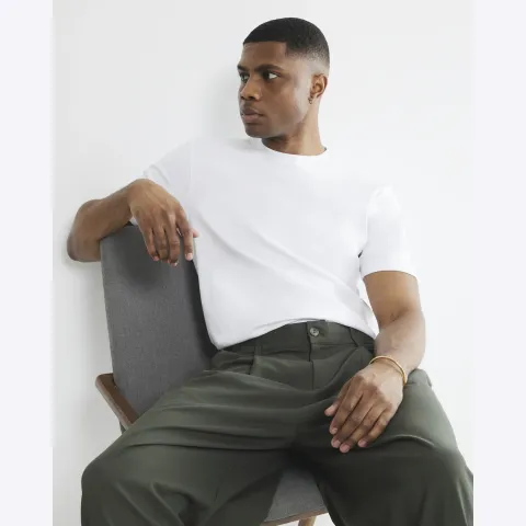 River Island Slim Fit Cotton Crew Neck T-Shirt