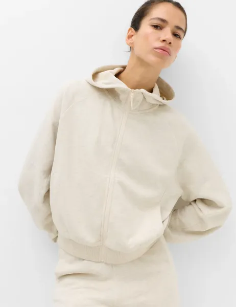 Goodmove Cotton Rich Relaxed Hoodie Ecru