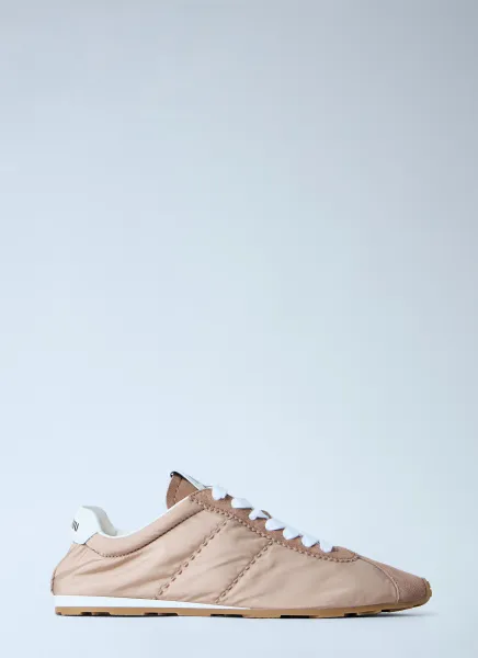 MIU MIU Plume Technical Fabric and Suede Sneakers
